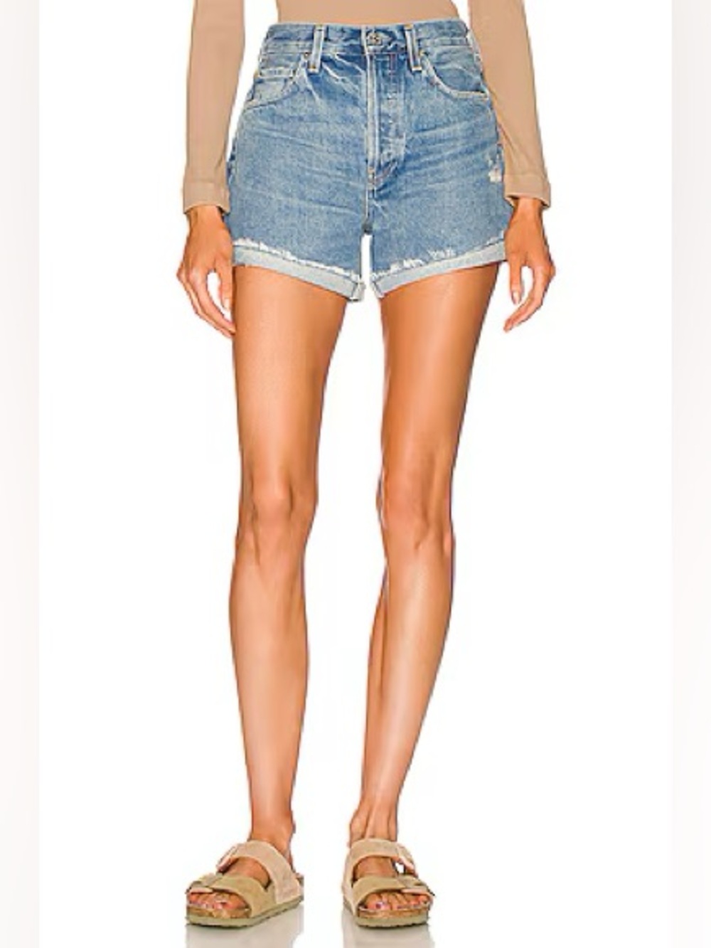 Citizens of Humanity Frieda High-Rise Light Blue Denim Cutoff Shorts